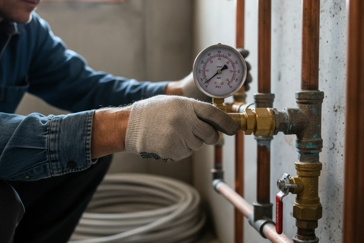 Pressure testing a repaired line during Water Line Repair in Oak View